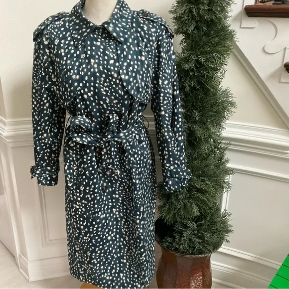 Ann Taylor Spotted Modern Trench Coat Size Large - Picture 2 of 16
